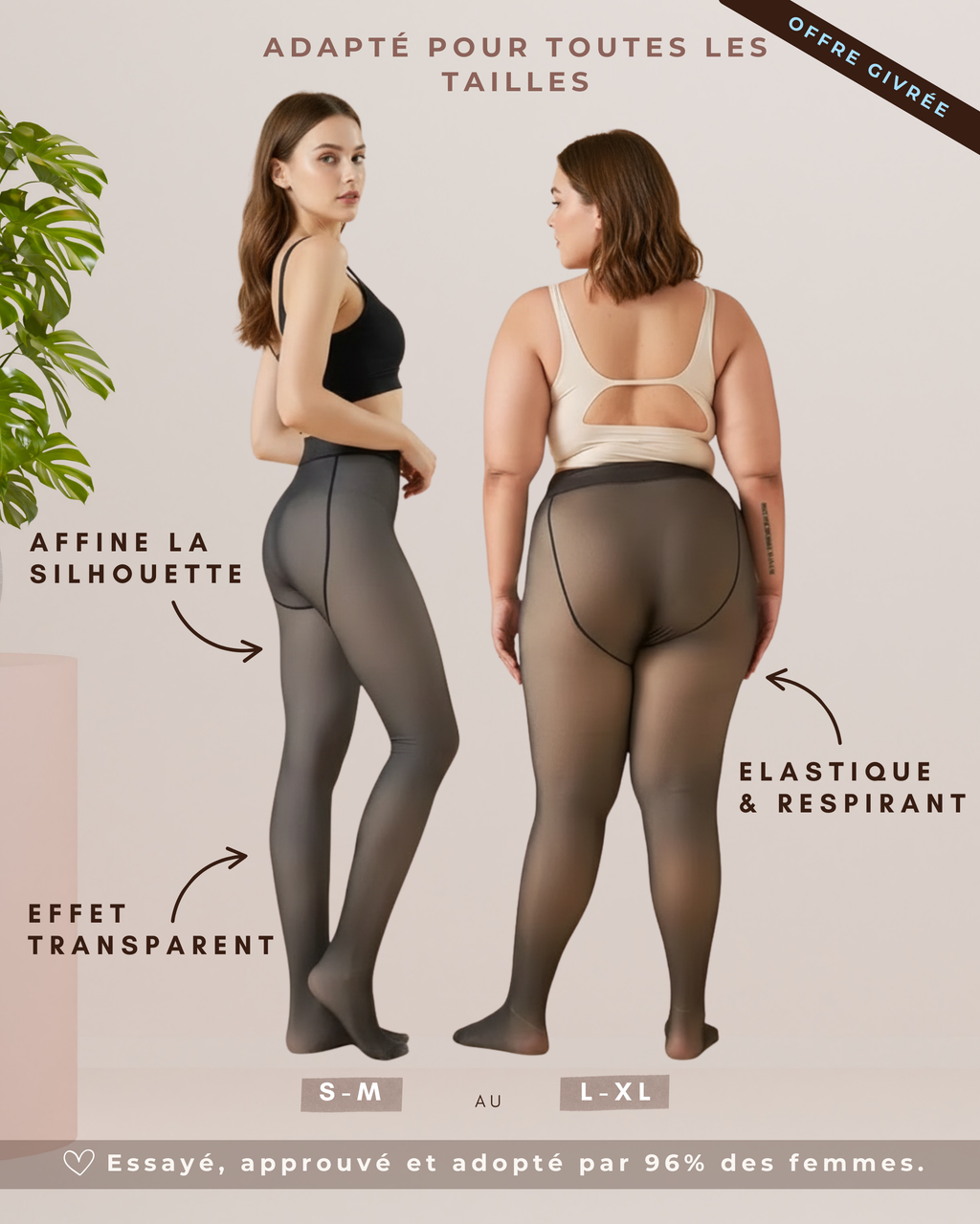 Collants polaires effet transparent